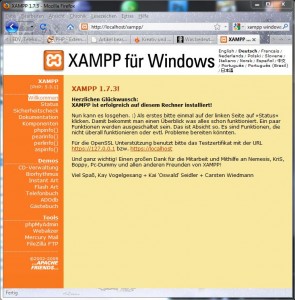 XAMPP Startseite